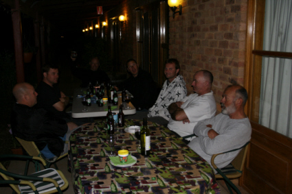 Dinner with Bikers at the motel.